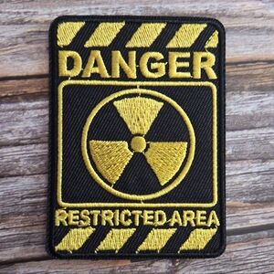 Danger Restricted Area Radiation Sign Punk Embroidered Iron on Patch